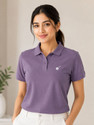 Neutrodry Women Solid Polo Neck Polyester Purple