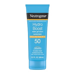 neutrogena hydro boost water gel non-greasy moisturizing sunscreen for all skin types lotion with broad spectrum spf 50 water-resistant 3 fl oz pack of 1