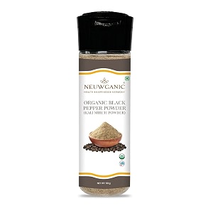 neuwganic - organic black pepper powder  pure amp natural kalimiri powder  indian organic spices  ideal for making kadhatea powderherbal tea  50 gm pack of 1