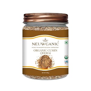 neuwganic - organic cumin-jeera whole  pure amp natural jeera  indian organic spices  ideal for cookingweight lossblood circulationdigestion  100 gm pack of 1