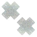 Neva Nude Iridescent Crystal Beamz Nipztix Pasties Nipple Covers for Festivals, Raves, Lingerie and More, Made in USA