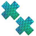 Neva Nude Iridescent Crystal Beamz Nipztix Pasties Nipple Covers for Festivals, Raves, Lingerie and More, Made in USA
