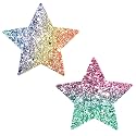 Neva Nude Iridescent Crystal Beamz Nipztix Pasties Nipple Covers for Festivals, Raves, Lingerie and More, Made in USA
