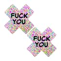 Neva Nude Iridescent Crystal Beamz Nipztix Pasties Nipple Covers for Festivals, Raves, Lingerie and More, Made in USA