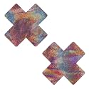 Neva Nude Iridescent Crystal Beamz Nipztix Pasties Nipple Covers for Festivals, Raves, Lingerie and More, Made in USA