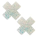 Neva Nude Iridescent Crystal Beamz Nipztix Pasties Nipple Covers for Festivals, Raves, Lingerie and More, Made in USA