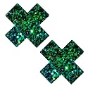 Neva Nude Iridescent Crystal Beamz Nipztix Pasties Nipple Covers for Festivals, Raves, Lingerie and More, Made in USA