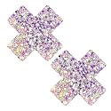 Neva Nude Iridescent Crystal Beamz Nipztix Pasties Nipple Covers for Festivals, Raves, Lingerie and More, Made in USA