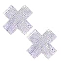 Neva Nude Iridescent Crystal Beamz Nipztix Pasties Nipple Covers for Festivals, Raves, Lingerie and More, Made in USA
