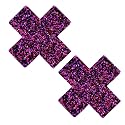 Neva Nude Iridescent Crystal Beamz Nipztix Pasties Nipple Covers for Festivals, Raves, Lingerie and More, Made in USA