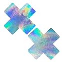 Neva Nude Iridescent Crystal Beamz Nipztix Pasties Nipple Covers for Festivals, Raves, Lingerie and More, Made in USA