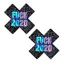 Neva Nude Iridescent Crystal Beamz Nipztix Pasties Nipple Covers for Festivals, Raves, Lingerie and More, Made in USA