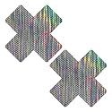Neva Nude Iridescent Crystal Beamz Nipztix Pasties Nipple Covers for Festivals, Raves, Lingerie and More, Made in USA