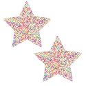 Neva Nude Iridescent Crystal Beamz Nipztix Pasties Nipple Covers for Festivals, Raves, Lingerie and More, Made in USA