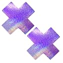 Neva Nude Iridescent Crystal Beamz Nipztix Pasties Nipple Covers for Festivals, Raves, Lingerie and More, Made in USA
