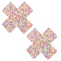 Neva Nude Iridescent Crystal Beamz Nipztix Pasties Nipple Covers for Festivals, Raves, Lingerie and More, Made in USA