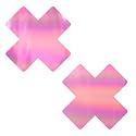 Neva Nude Iridescent Crystal Beamz Nipztix Pasties Nipple Covers for Festivals, Raves, Lingerie and More, Made in USA