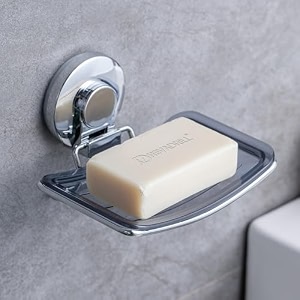 suction soap holder  vacuum suction soap dish for shower  wall-mounted soap caddy for shower  polished finish drill-free installation  wall soap holder for bathroom nd-aw542