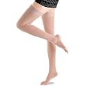 Never Quit Varicose Vein Stockings, Thigh Length (Above Knee), Stockings for Swollen, Tired, Aching Legs, Pain Relief, Edema, Sore Legs for Women (Small, Black)