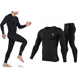 NEVER QUIT Mens Workout Set Compression Shirt