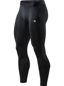 NEVER QUIT Solid Men Black Tights
