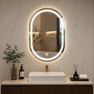 nevex capsule led wall mirror 18x24 inch  frameless bathroom mirror with smart touch 3 light tones cool white natural white amp warm white  wall mounted vanity mirror for wash basin amp home dcor