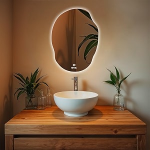nevex 18x24 inch oval wall mounted led mirror for wash basin with smart touch sensor amp 3 light tones cool white natural white amp warm white