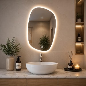nevex 18x24 inch oval led wall mirror  smart 3 tone light bathroom vanity mirror cool white natural white amp warm white  frameless modern wash basin mirror