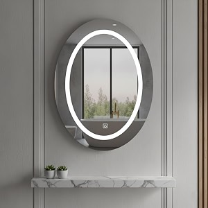 nevex 18x24 inch oval led wall mirror  frameless bathroom vanity mirror with smart 3 tone lighting cool white natural white amp warm white  modern wash basin amp home dcor mirror