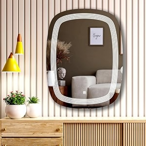 nevex rectangle led wall mirror 18x24 inch  frameless bathroom mirror with smart touch 3 light tones cool white natural white amp warm white  wall mounted vanity mirror for wash basin amp home dcor