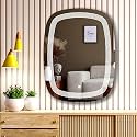 NEVEX Rectangle LED Wall Mirror 18x24 Inch – Frameless Bathroom Mirror with Smart Touch 3 Light Tones (Cool White, Natural White &amp; Warm White) | Wall Mounted Vanity Mirror for Wash Basin &amp; Home Décor