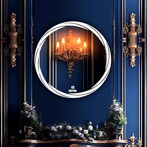 nevex 24x24 inch round wall mounted led mirror for wash basin with smart touch sensor amp 3 light tones cool white natural white amp warm white