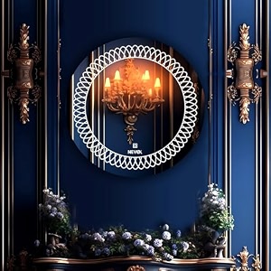 nevex 24x24 inch round led wall mirror  frameless bathroom vanity mirror with smart 3 tone lighting cool white natural white amp warm white  modern wash basin amp home dcor mirror