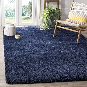Nevy Blue Microfiber Plush Shaggy Carpet 3x3