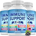 NEW AGE 8 in 1 Immune Support Booster Supplement with Echinacea, Vitamin C and Zinc 50mg, Vitamin D 5000 IU, Turmeric Curcumin & Ginger, B6, Elderberry (8 in 1 Capsules (Pack of 3))