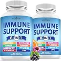 NEW AGE 8 in 1 Immune Support Booster Supplement with Echinacea, Vitamin C and Zinc 50mg, Vitamin D 5000 IU, Turmeric Curcumin & Ginger, B6, Elderberry 120 Count (Pack of 2)