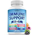 NEW AGE 8 in 1 Immune Support Booster Supplement with Echinacea, Vitamin C and Zinc 50mg, Vitamin D 5000 IU, Turmeric Curcumin & Ginger, B6, Elderberry 60 Count (Pack of 1)