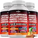 NEW AGE Ceylon Cinnamon, Turmeric, Apple Cider Vinegar, Ginseng, Aloe Vera, Berberine Plus Banaba, Ginger Root - 180 Count