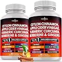 NEW AGE Ceylon Cinnamon, Turmeric, Apple Cider Vinegar, Ginseng, Aloe Vera, Berberine Plus Banaba, Ginger Root - 120 Count