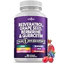 NEW AGE Resveratrol, Berberine, Grape Seed Extract, Quercetin, Polyphenol Supplement for Women and Men with Noni Extract, N-Acetyl Cysteine, Acai Extract - 60 Capsules