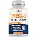 NEW AGE Triple Strength Omega 3 Fish Oil 3750 mg - EPA & DHA - Over 3000mg Omega-3 Fatty Acids - 1350mg EPA + 900mg DHA - Best Essential Fatty Acids, Burpless Fish Oil - 90 Count