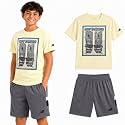New Balance Boys 2 Piece Cotton Blend Jersey Shirt &amp; Basketball Shorts