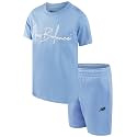 New Balance Boys 2 Piece Workout T Shirt &amp; Fleece Shorts Athletic Set 8-12