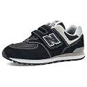 New Balance Kid's 574 Core Hook &amp; Loop Sneaker, Black/White, 10.5 W Little Kid