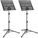 New bee 2 Pack Music Stand, Foldable Sheet Music Stand with Tri-fold Panel & Carrying Bag, Height Adjustable up to 58.3" Metal Book Holder for Sitting/Standing, Professional Performance & Travel