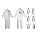 New Born Baby Boy Christening Baptism White Suit Maria Guadalupe On Back Sm-7