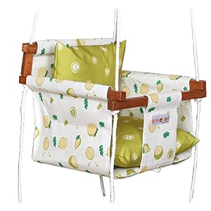 new comers cotton swing for kids jhula for baby baby swing hanging indoor outdoor baby garden swing with safety belt amp 2 pillows 1 to 4 years up to 20 kg-yellow tc 150300 908