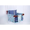 NEW COMERS® Cotton Swing for Kids, Jhula for Baby, Baby Swing Hanging Indoor Outdoor, Baby Garden Swing with Safety Belt &amp; 2 Pillows (6 Months to 4 Years) (Up to 20 kg)-Blue-Purple (TC 150/300) 907