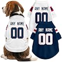 New England Dog Clothes Jersey Style Custom Pet T Shirt with Personalized Name Number for Small Medium Large Dogs