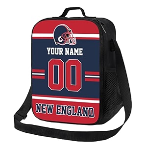 new england lunch box lunch bag custom any name and number adjustable strap sport insulated lunch bags personalized gifts for men women